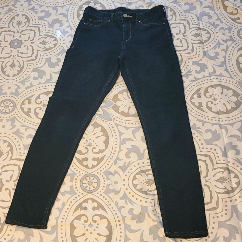 Skinny Stretch Jeans Pockets Belt Loops Dark Wash Classic Cotton Blend Slimming